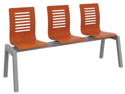 CARMEN 3, dřevěná lavice do čekárny, 3-sedák, třešeň, kostra stříbrná